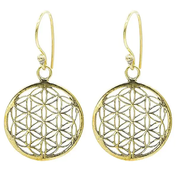 Oorbellen Flower of Life Messing Goudkleurig
