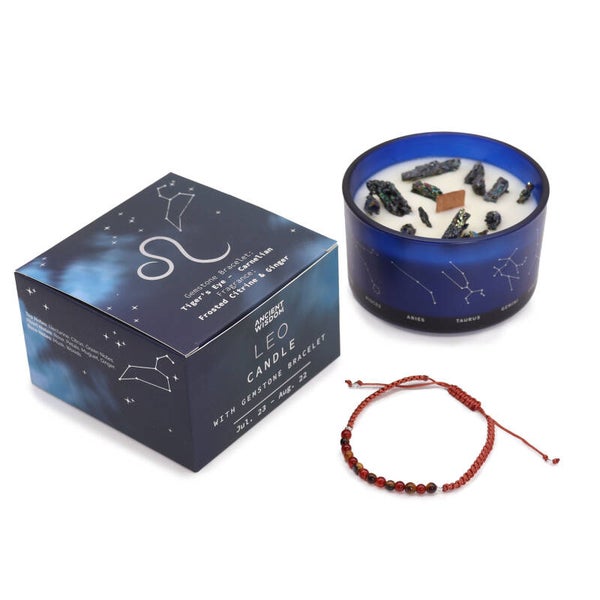 Zodiac Kristallen Kaars met Edelsteen Armband - Leeuw