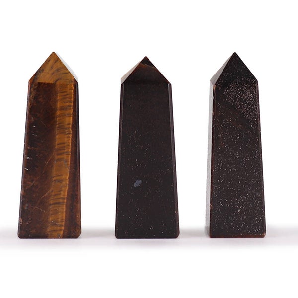 3x Edelsteen Obelisk Punt ca. 5 cm – Tijgeroog