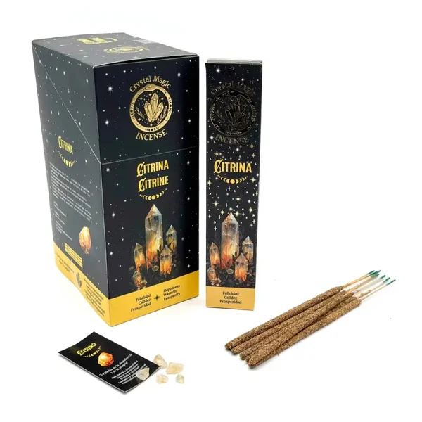 Magische Kristallen Wierook Citrien 15g – Overvloed, Vreugde & Manifestatie (incl. Citrien Kristal)
