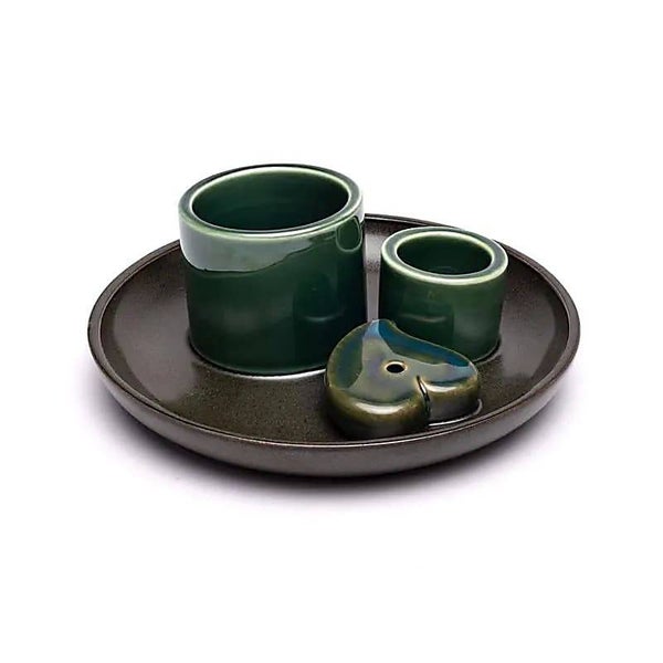 Keramische palo santo, smudge en wierook brander hart petrol/bruin