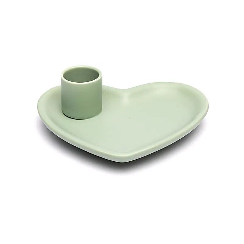Keramische smudgeschaal en palo santo brander hartvorm pastelgroen