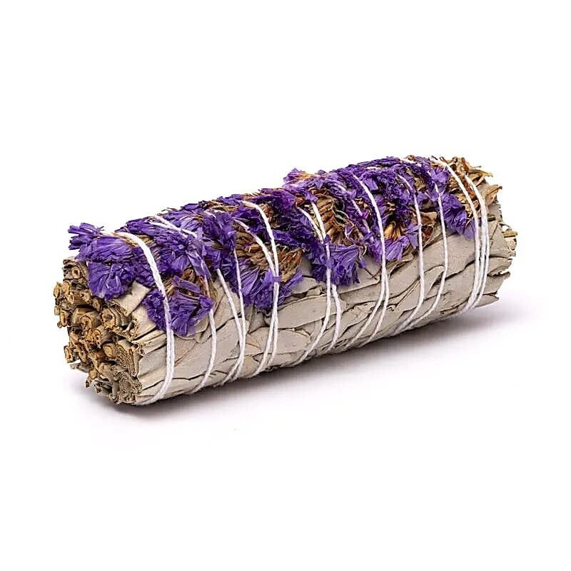 Witte salie smudge met paarse sinuata set van 2