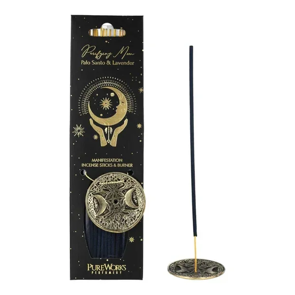 Purifying Moon Wierookset met Houder – Palo Santo & Lavendel | Drievoudige Maan