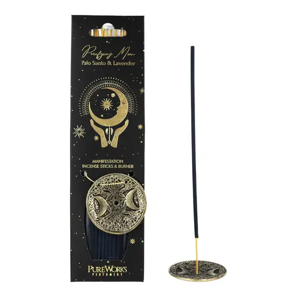 Purifying Moon Wierookset met Houder – Palo Santo & Lavendel | Drievoudige Maan