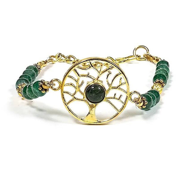 Armband levensboom met groene aventurijn