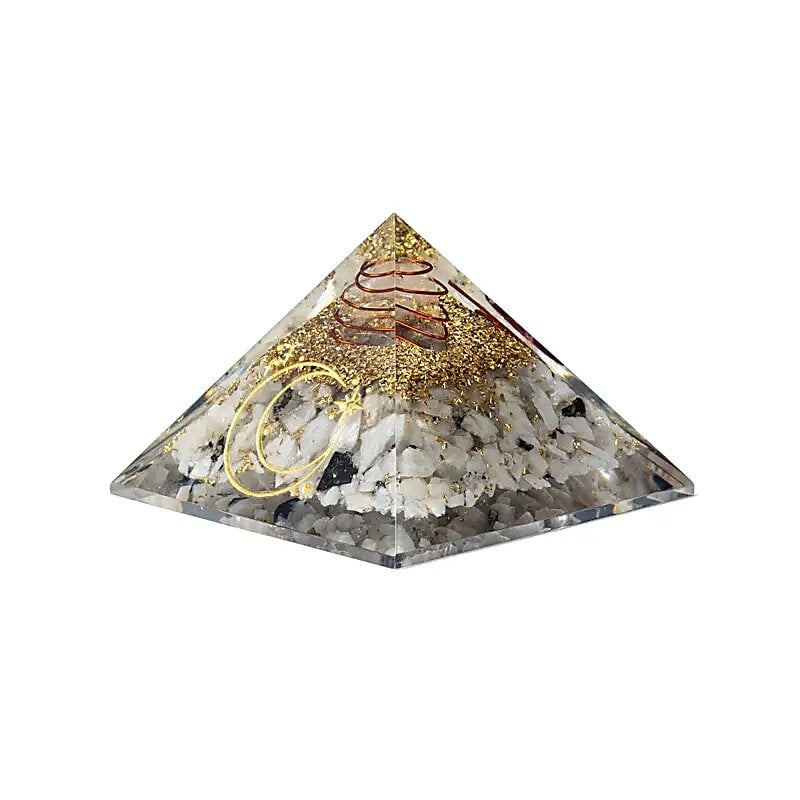Orgoniet pyramide maansteen met maan symbool 7,5 cm