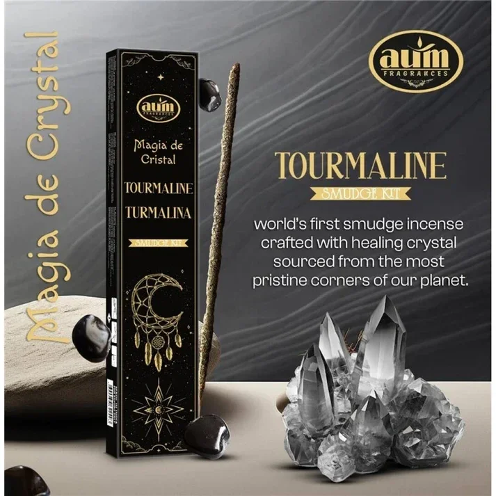 Aum Crystal Magic Wierook 20g met Toermalijnkristal
