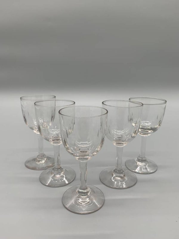 Set geslepen voetglaasjes antiek 5 stuks