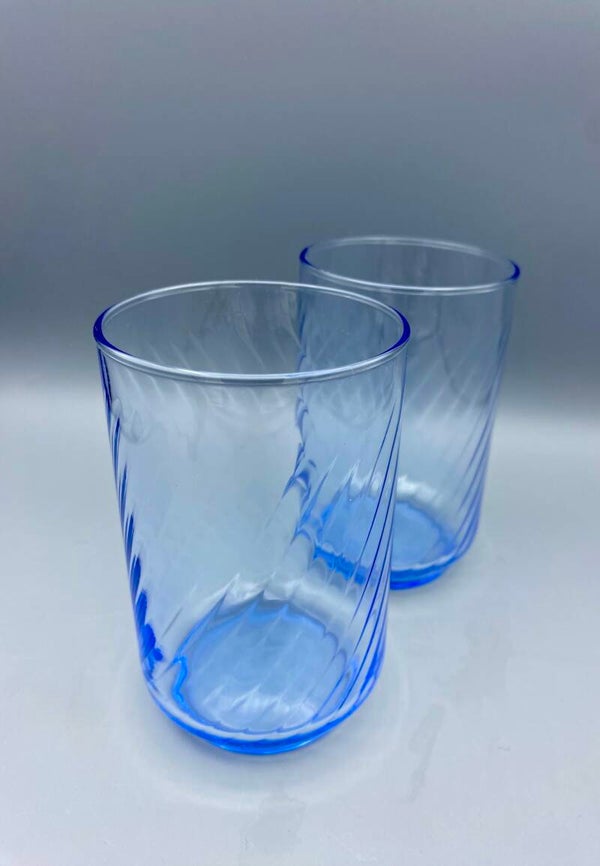 Set Vintage Italiaans waterglazen blauw 2 stuks