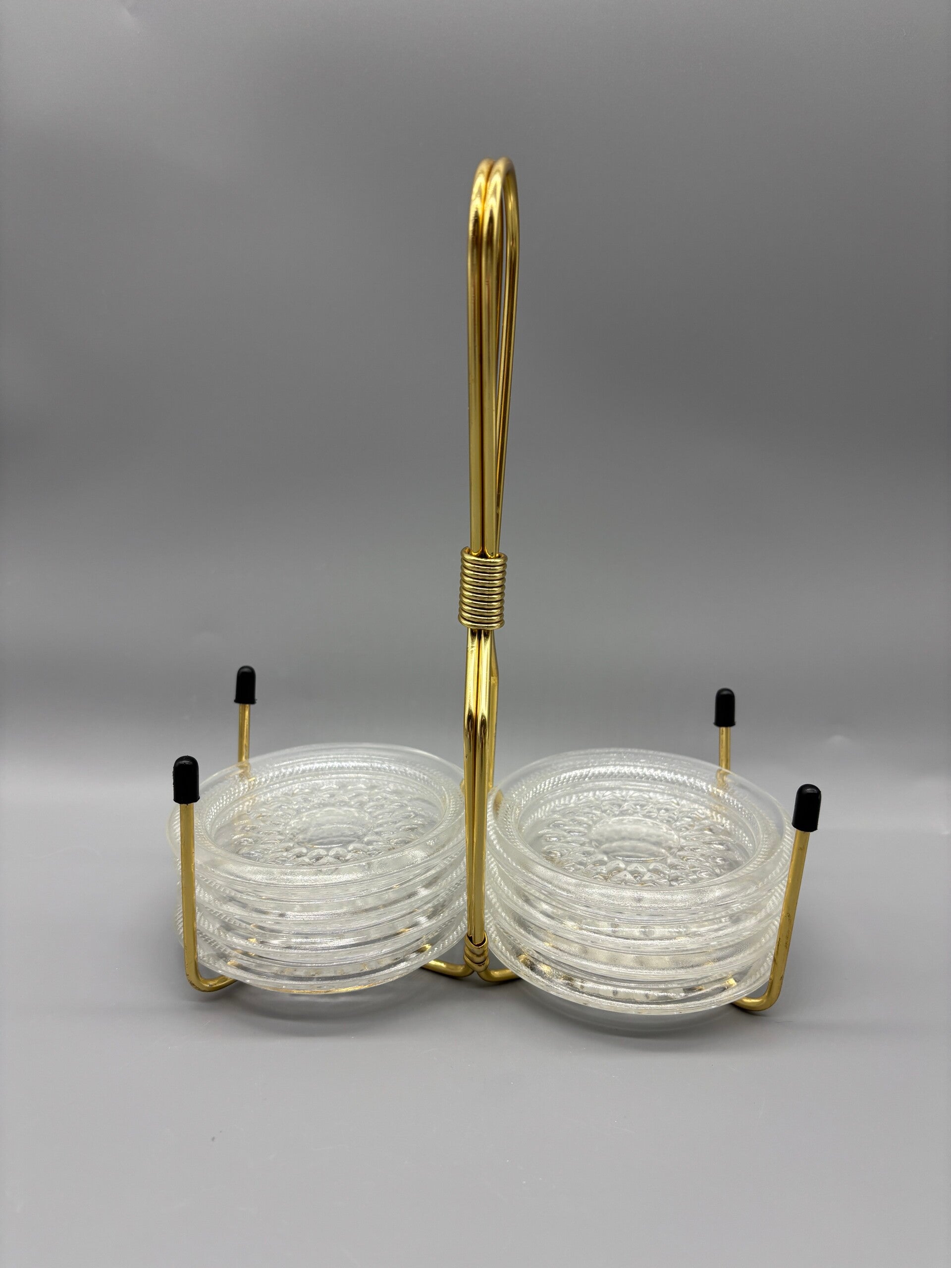 Rekje met onderzetters persglas 70's