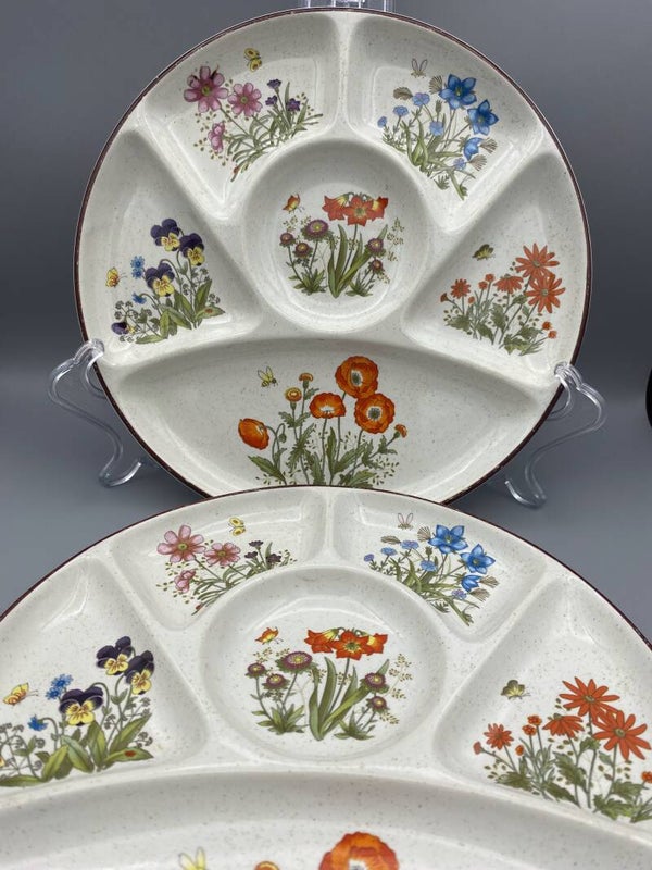 Wild Flowers Gourmet-Fondue borden set van 2