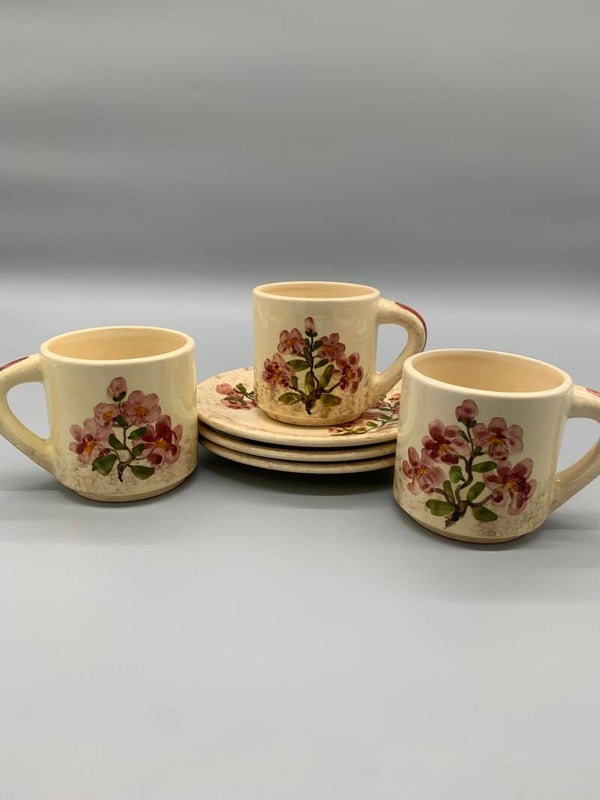 Vintage ontbijtset handbeschilderd 6 delig