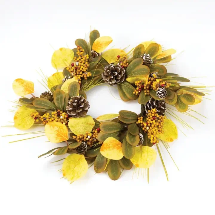 Pinecone Eucalyptus Candle Ring – Winter Holiday Decor