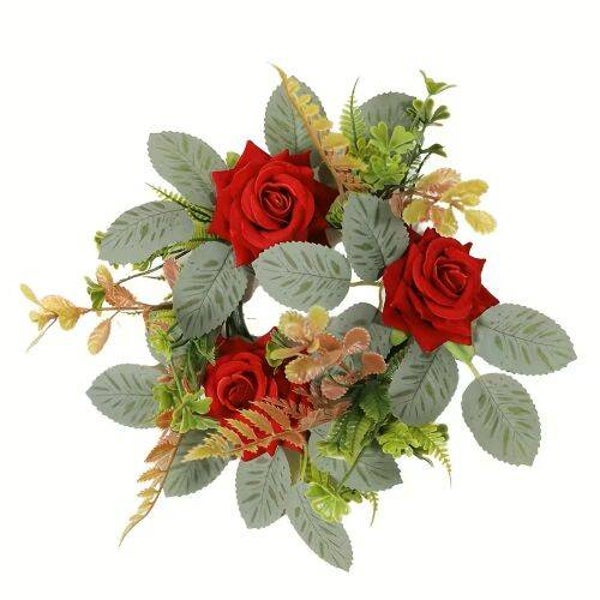 Elegant Artificial Floral Candle Ring