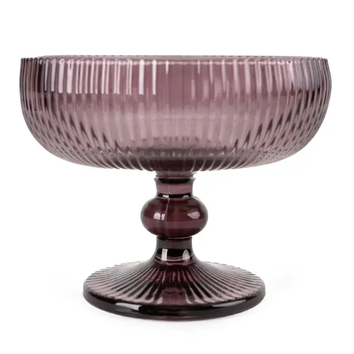 10cm Stemmed Champagne Saucer Glass - Plum