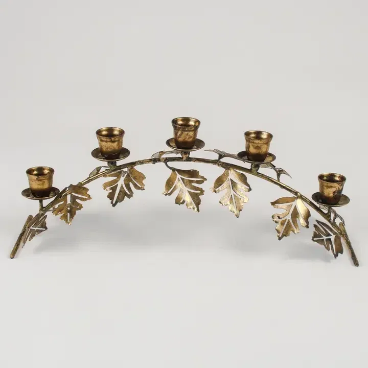 Antique Gold Leaf Arch Candelabra – 5-Arm Taper Holder