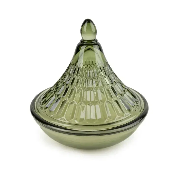 Embossed Tagine Glass Candle - Green