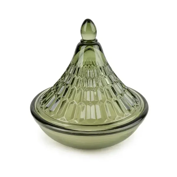 Embossed Tagine Glass Candle - Green