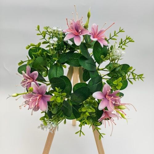 Faux Hyacinth Candle with Eucalyptus Candle Ring