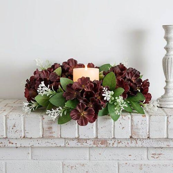 Realistic Hydrangea Wreath Candle Ring