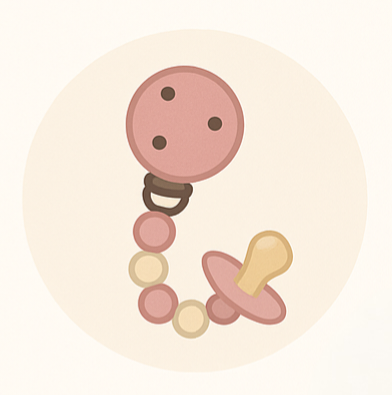 Handgemaakt speenkoord met naam van hout en siliconen kralen