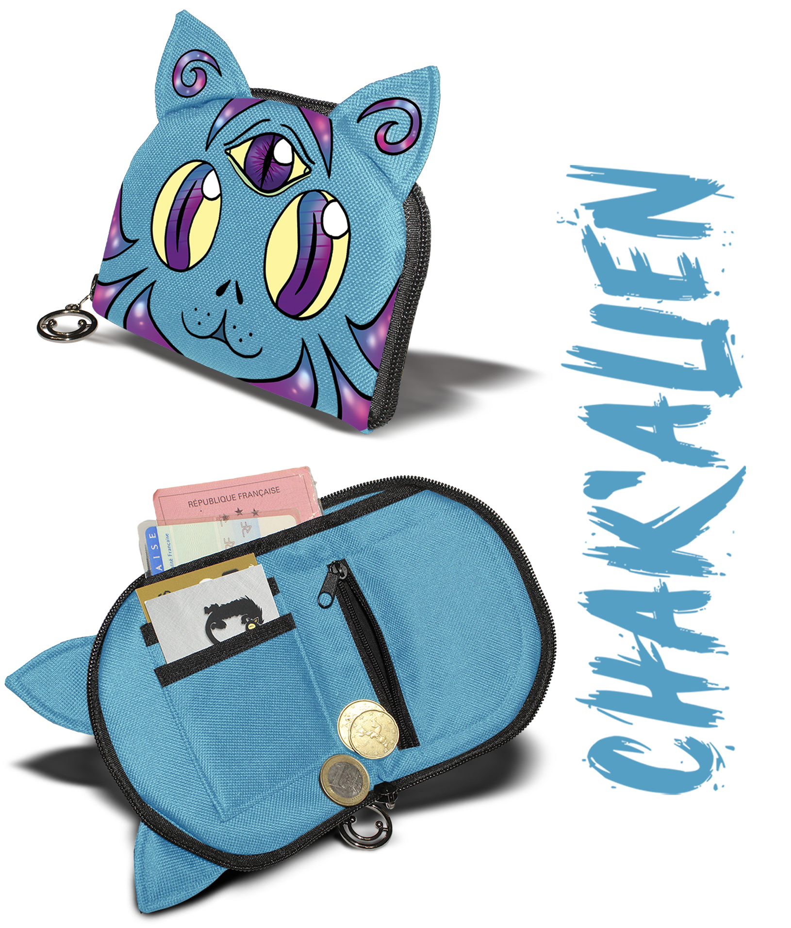 Portefeuille chat "CHAKA'MONNAIE" 100%FaitMain