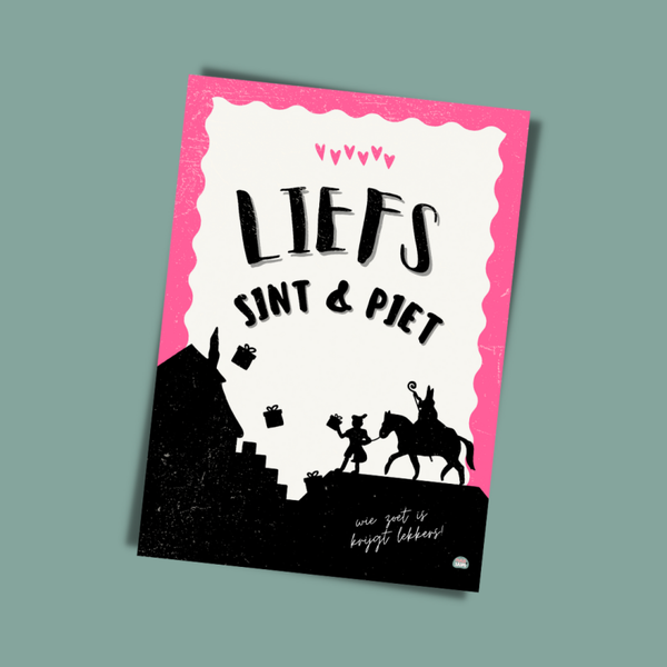 Liefst sint & piet Roze | Kaart A5