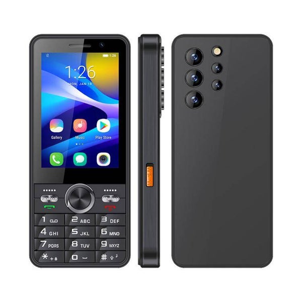 UNIWA XS24 Keypad Phone, 2GB+16GB, 3.5 inch Android 8.1 Mediatek MT6737M Quad Core, Flashlights, Network: 4G, Support Google Store, Plug:EU Plug(Black) Whatsapp Phone Dumb Phone