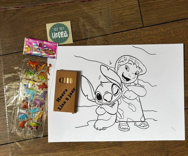 Lilo & Stitch Kleurpakket met Gepersonaliseerde Waskrijtjes- of Kleurpotlodendoosje