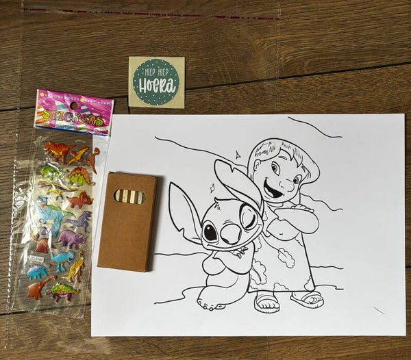 Lilo & Stitch Kleurpakket met Blanco Waskrijtjes- & Kleurpotlodendoosje