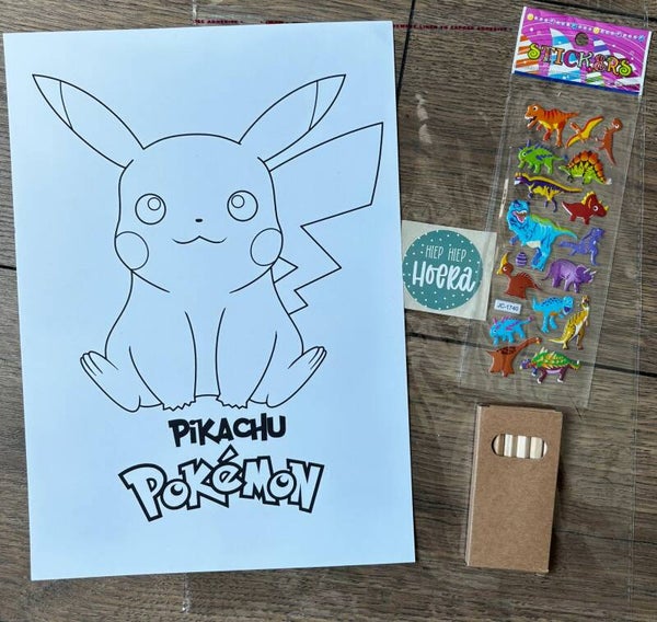 Pikachu Kleurpakket met Blanco Waskrijtjes- & Kleurpotlodendoosje