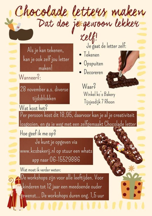 Chocolade letters maken op 28 november in de winkel