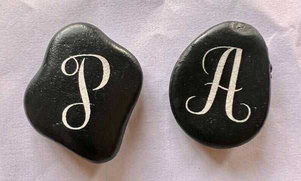 PARTNER PEBBLES - Personalised Pair (2) Engraved River Stones - Monograms