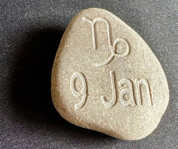 Personalised Engraved River Stone - Any ZODIAC Symbol & Birth Date