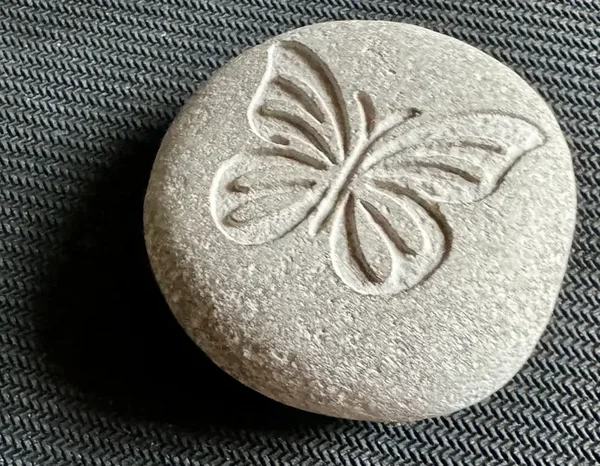 Engraved Natural River STONE - BUTTERFLY - Hope, Re-birth, Freedom, Earthly Beauty & Human Love