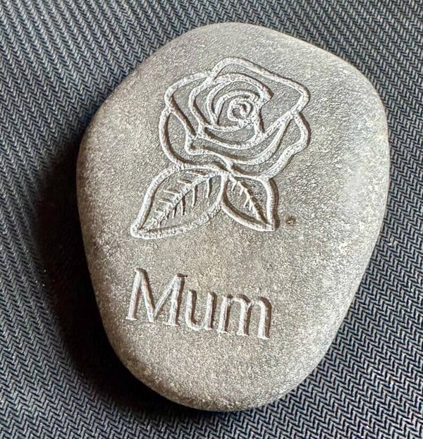 Engraved River Stone Pebble - ROSE & MUM