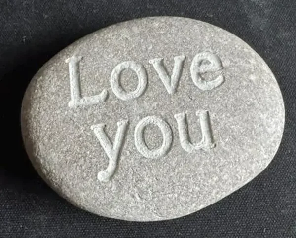 Engraved Natural River STONE - LOVE YOU