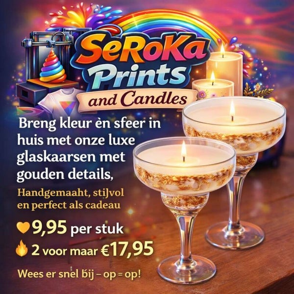 Luxe glaskaarsen met gouden details.