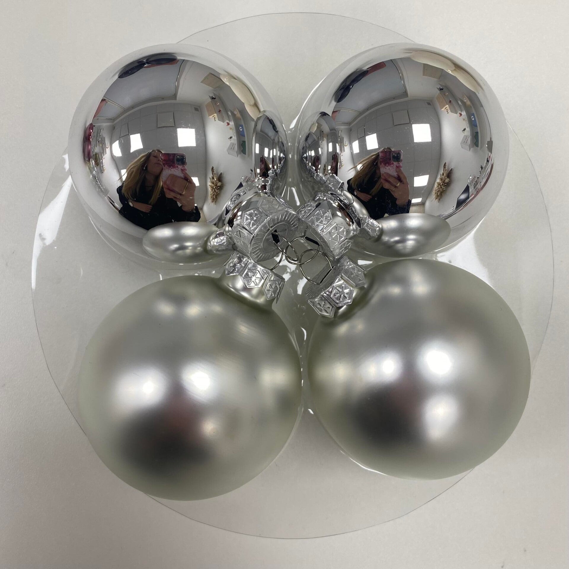 Kerstbal zilver mat of glanzend