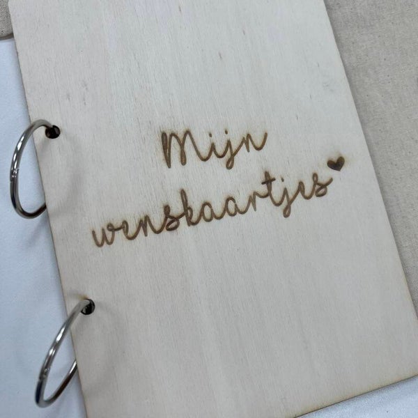 Wenskaartjes - houten boekje