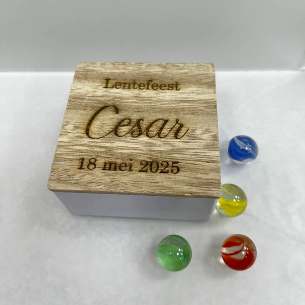 Blikken doosje met knikkers - set 5 stuks