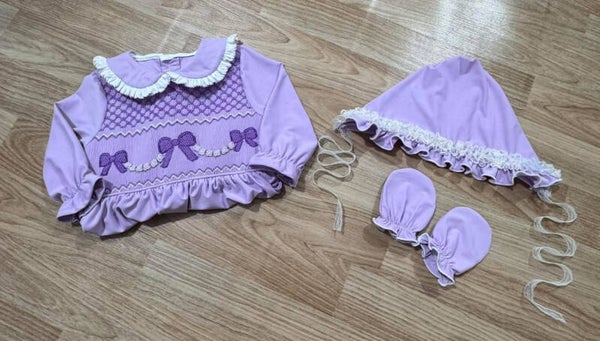 Girls smock baby grow set