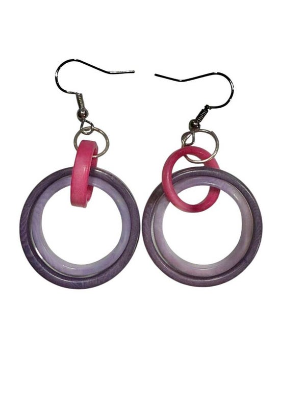 Rings Purple And Pink Earrings