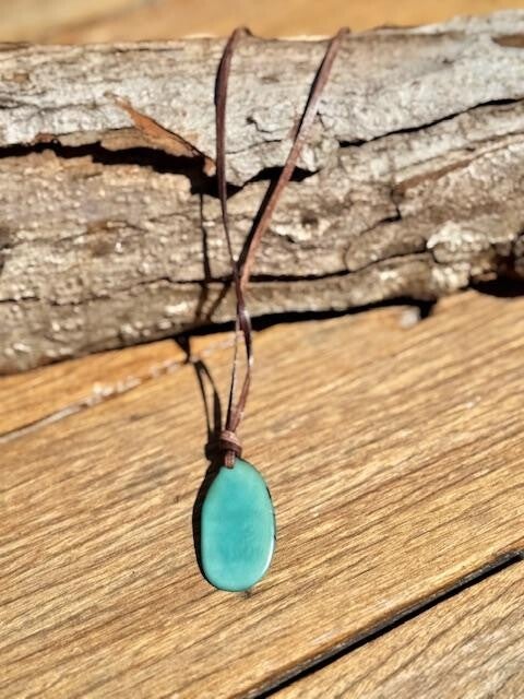 Turquoise Tagua Pendant