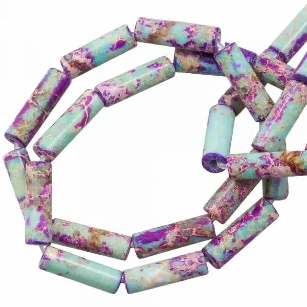 Natuursteen Tube Kraal Purple Blue - 1 stuk
