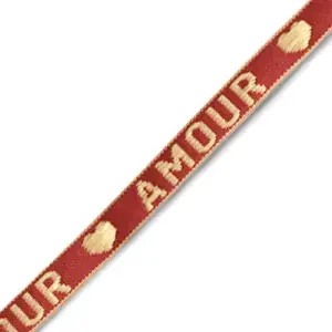 Lintarmbandje amour rood/beige