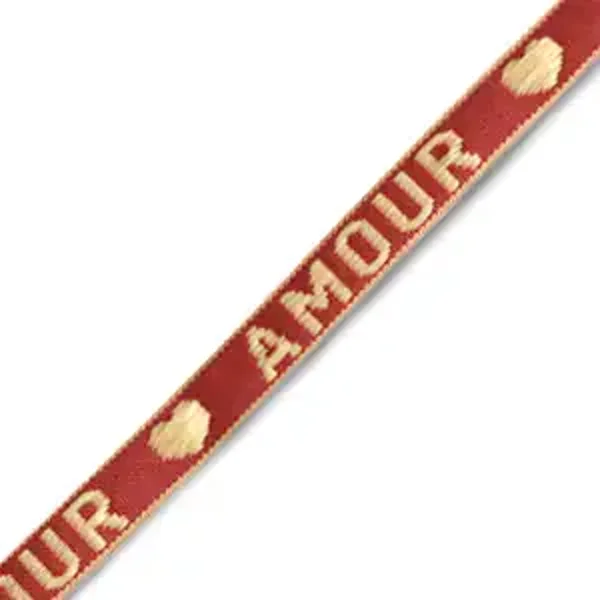 Lintarmbandje amour rood/beige