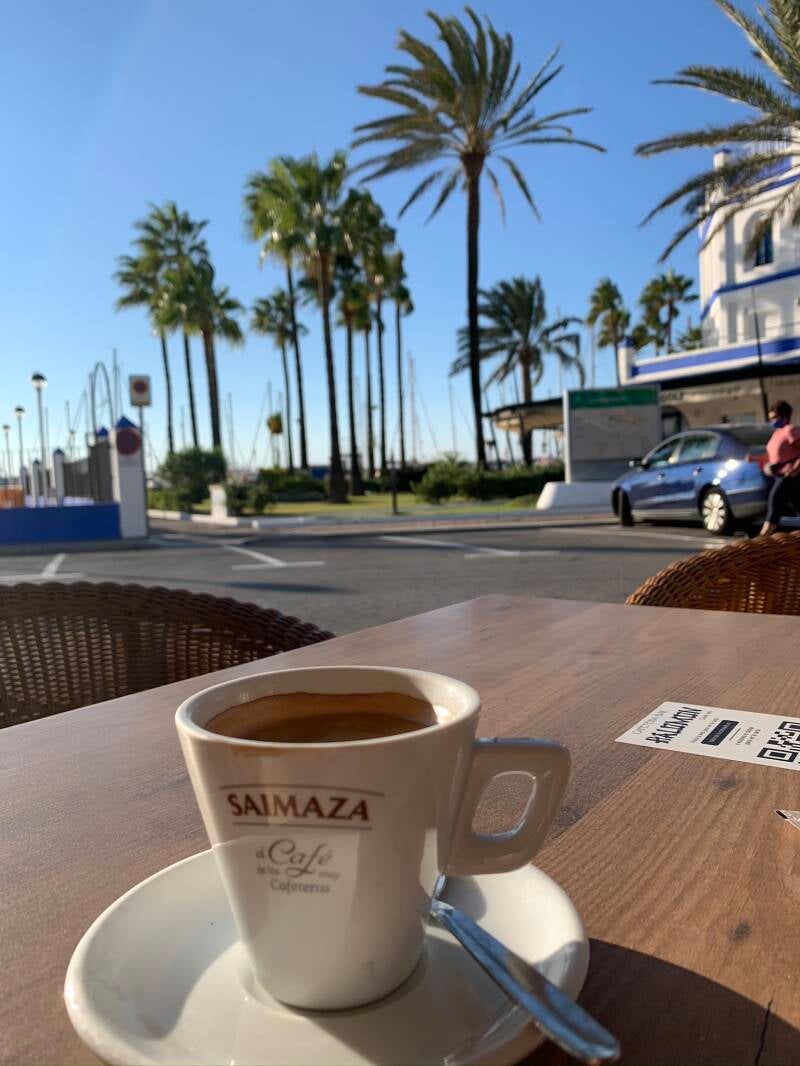 Morning coffee in the port