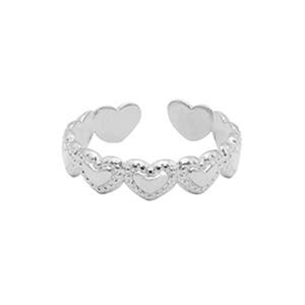 Verstelbare ring heart (zilver)